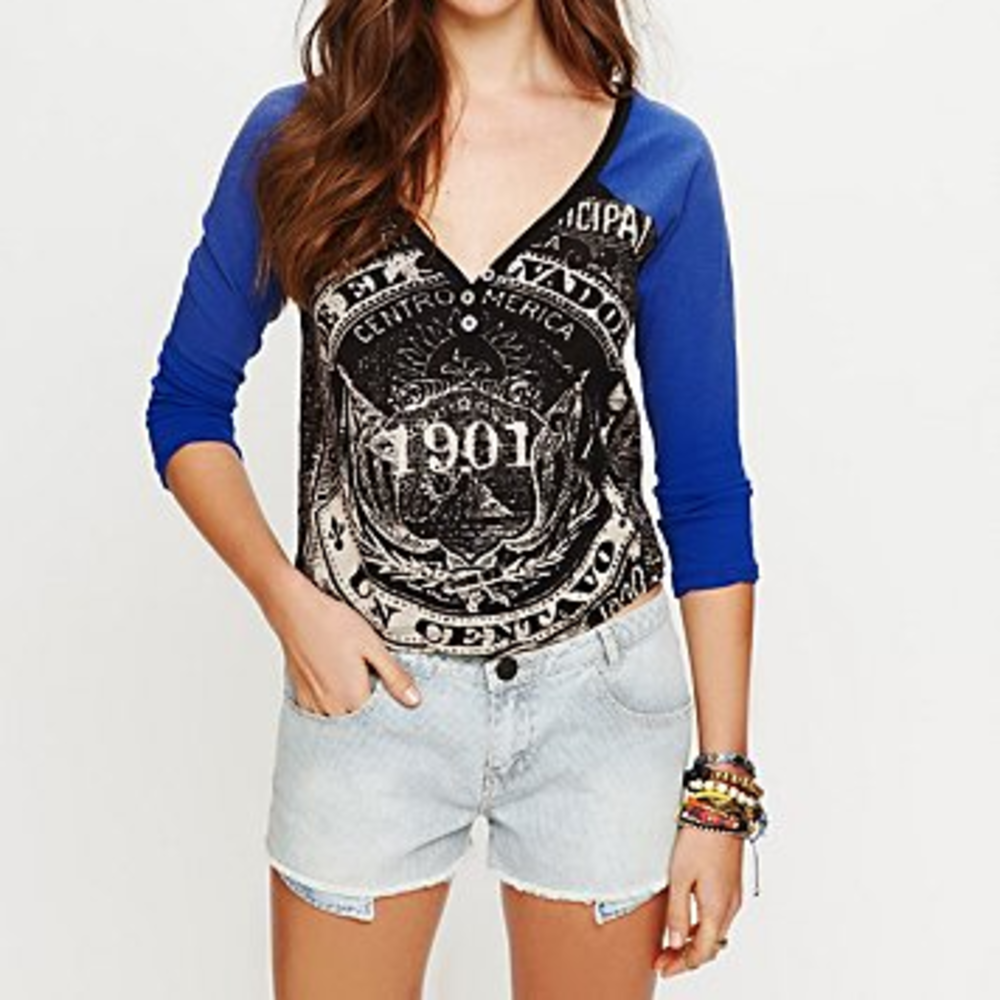 Free People Baseball V-neck