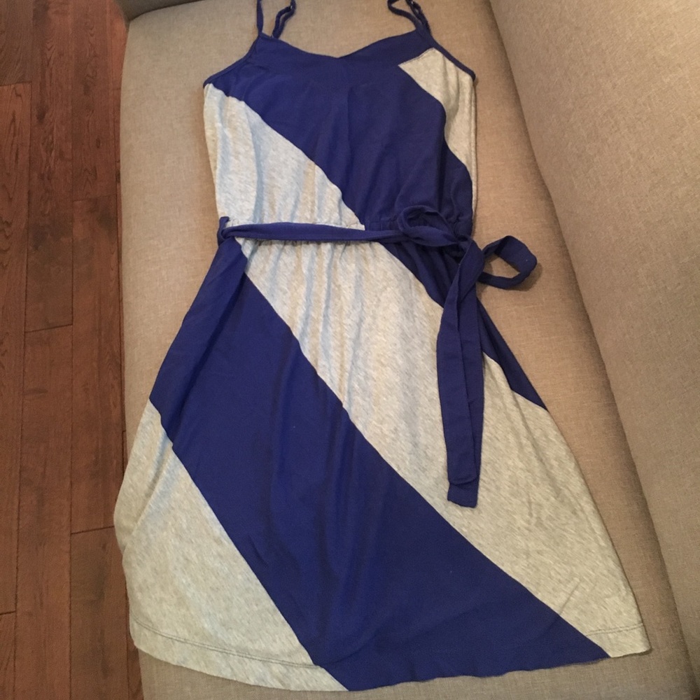 Blue and gray cotton dress