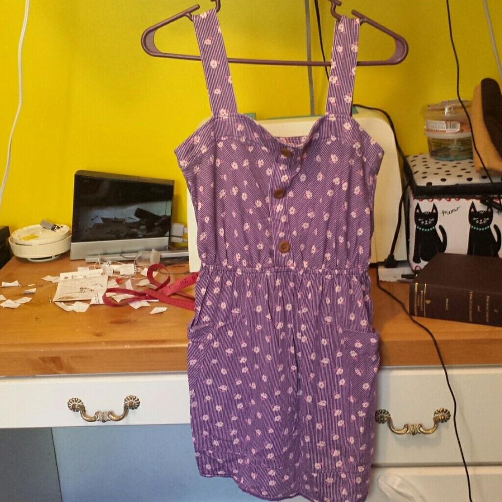 Purple pinstripe dress