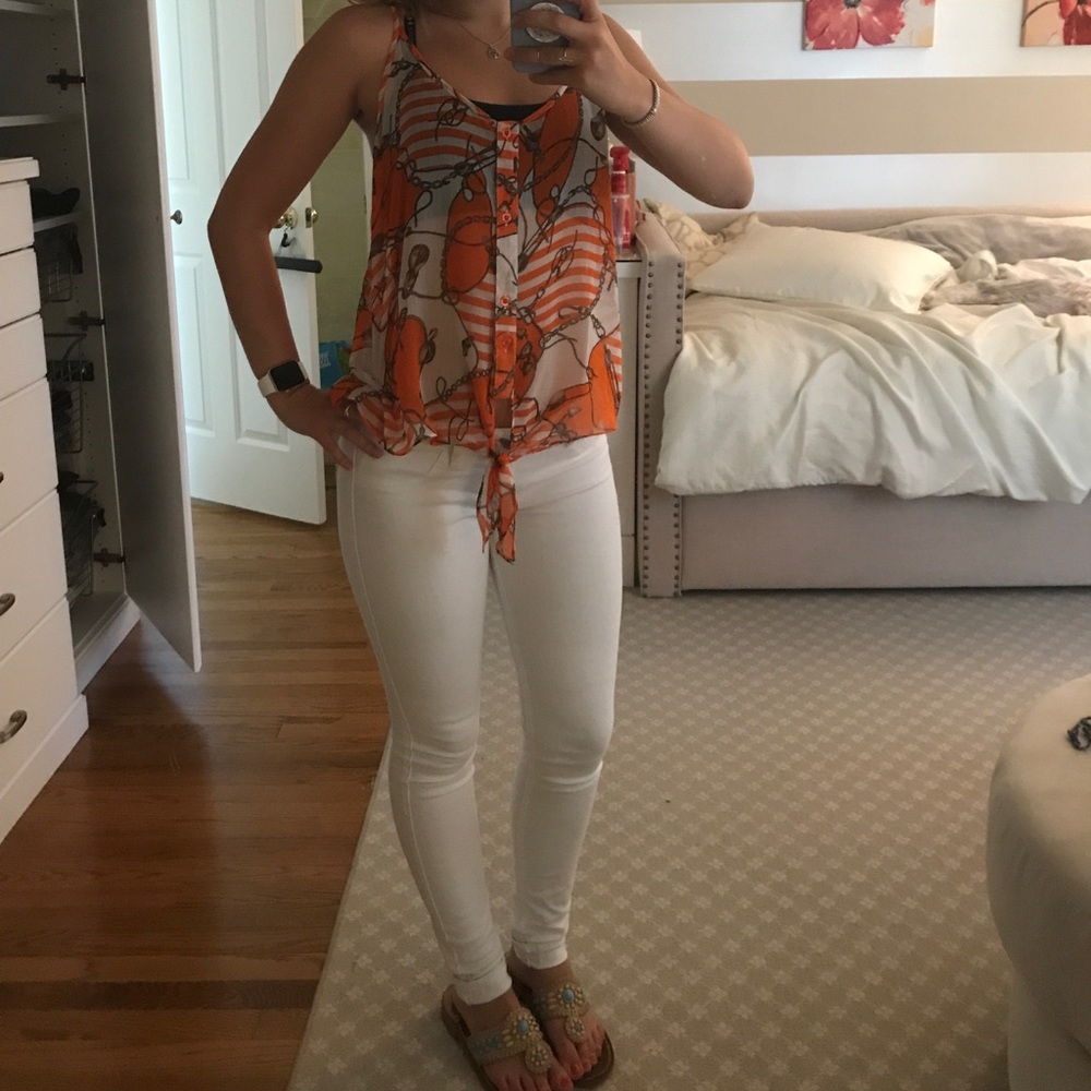 sheer tie front blouse