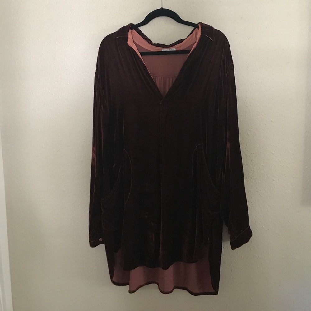 Free People crushed velvet maroon dress