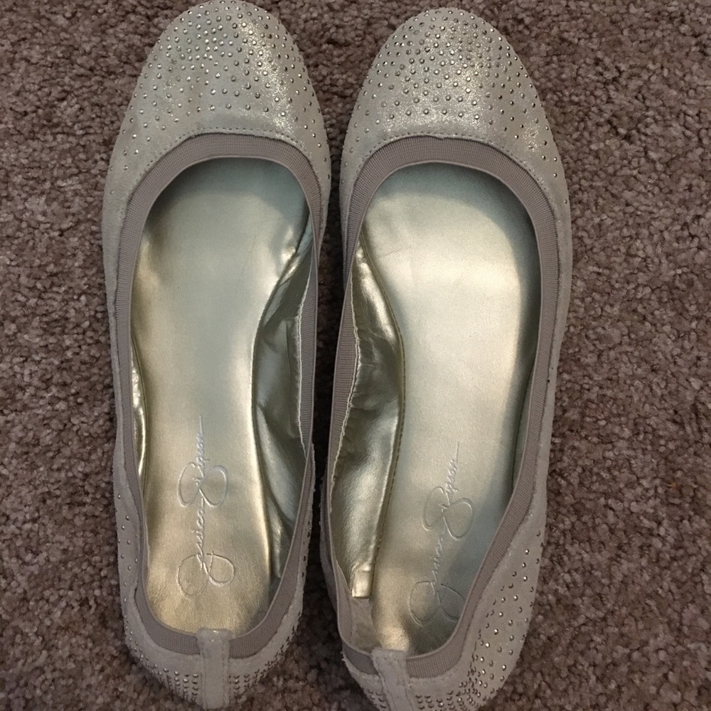 Tan gold sparkle flats