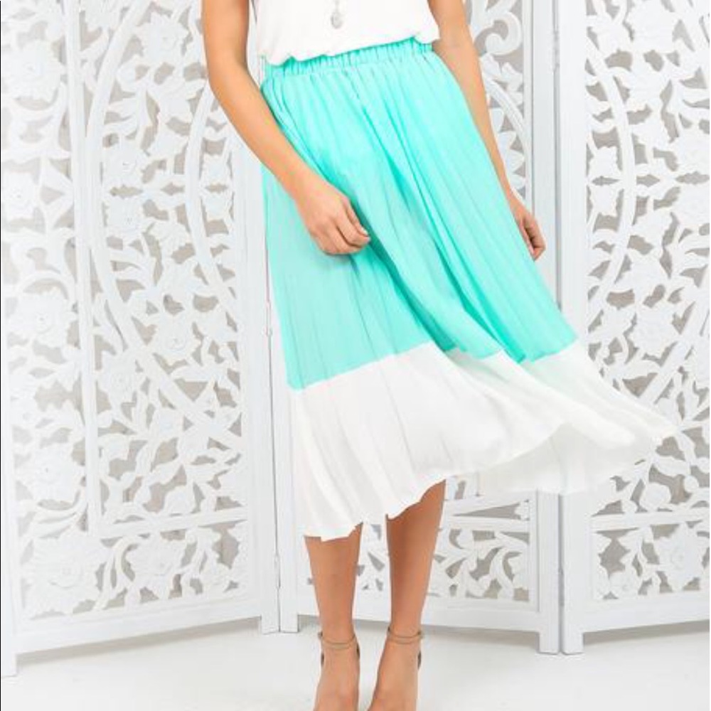Porter Pleaded Midi-Skirt in mint color