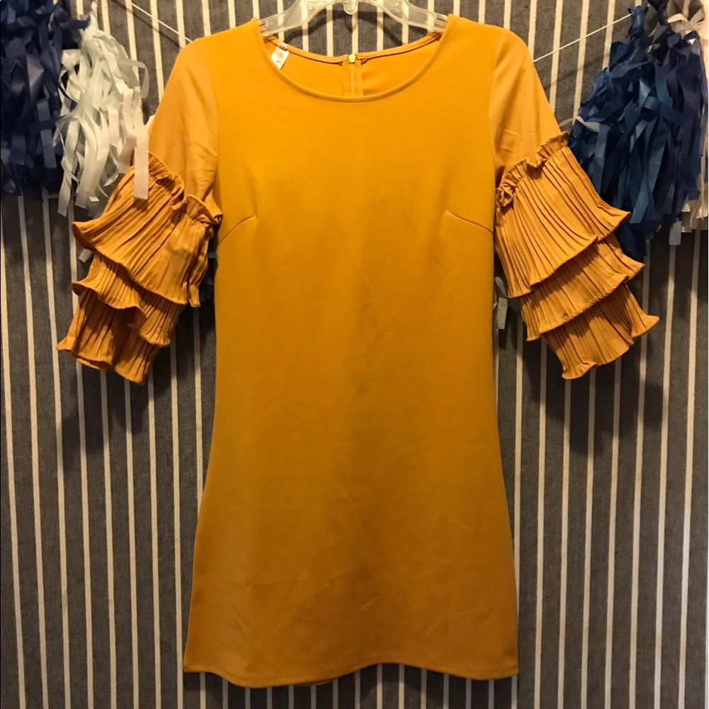 Gold ruffled dress