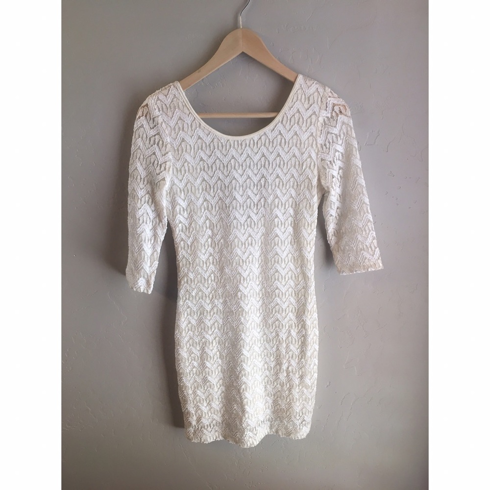 White Sparkly Dress with Low Back Size Large