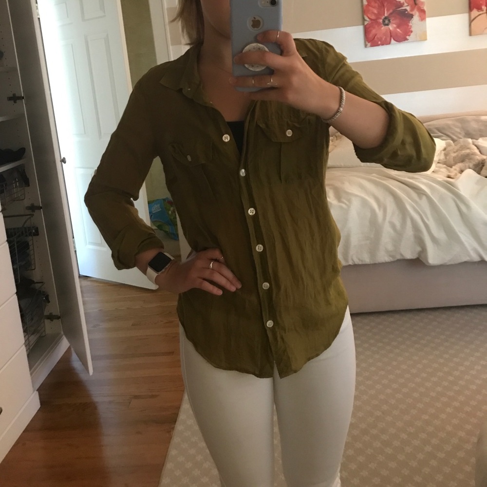 jcrew silk and cotton button down blouse