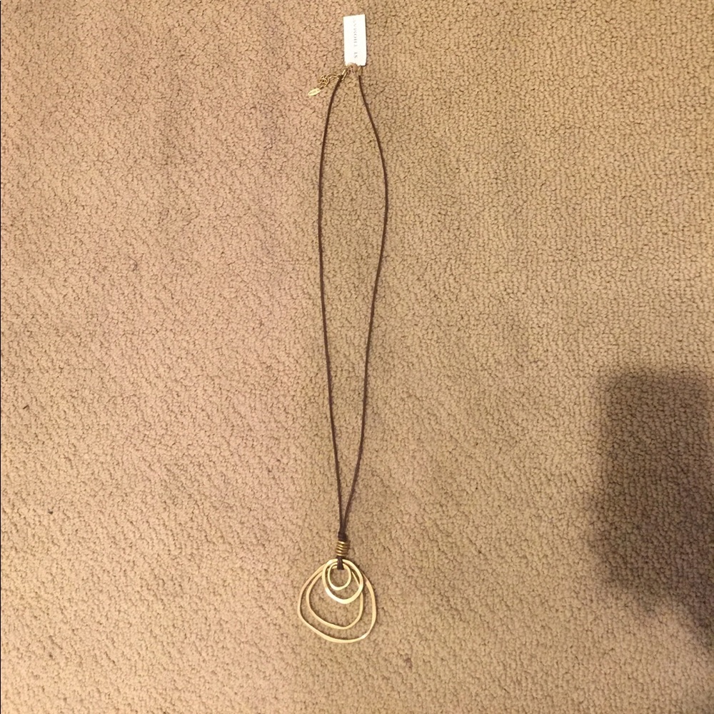 NWT leather and gold necklace