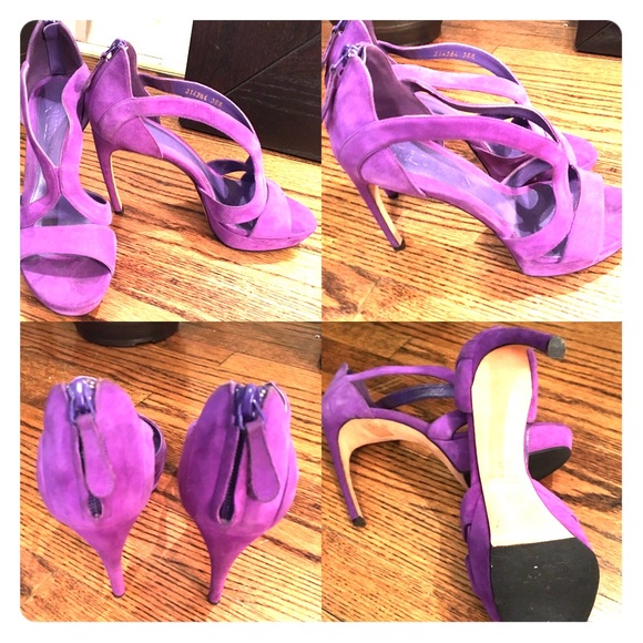 Alexander McQueen Shoes - Alexander McQueen Purple 38 1/2 Curved heel sandal