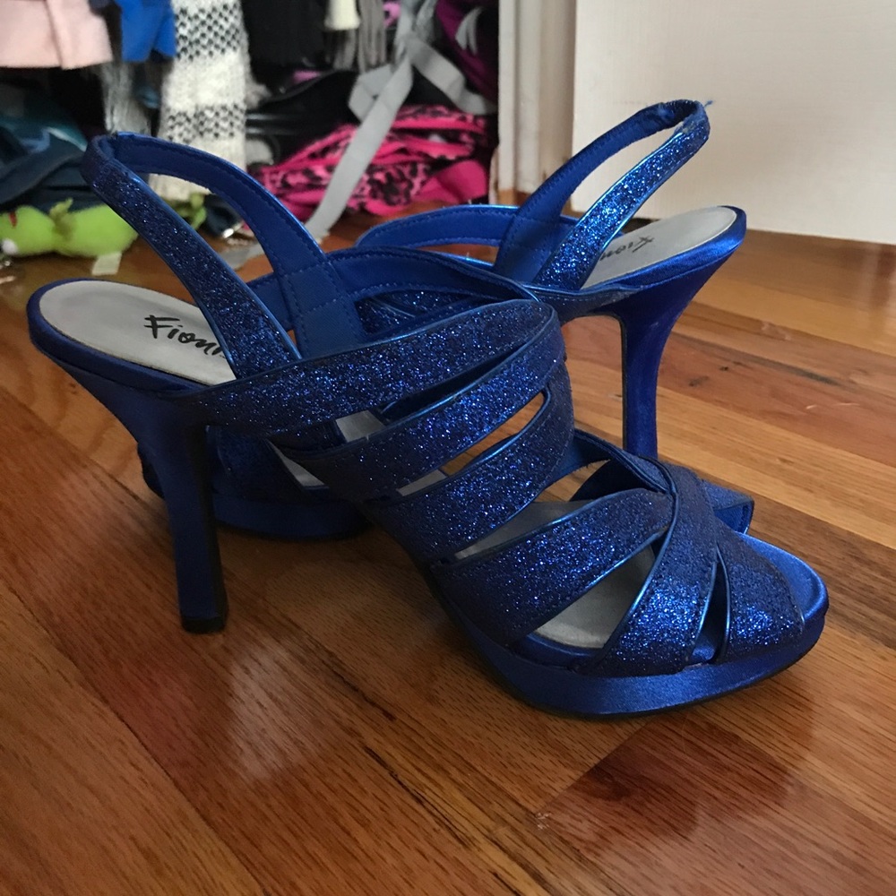 Blue Sparkly Strappy Heels
