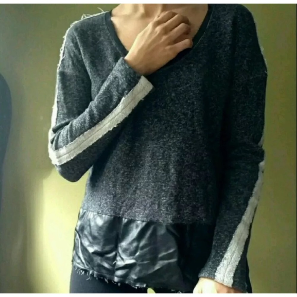 Lumier Anthropologie faux leather sweater