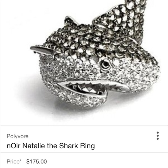 nOir Natalie The Shark Black Gray Crystal Ring - Picture 7 of 8