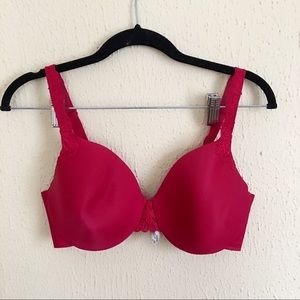 BRA: Lilyette Red Bra w/ Lace Detail 36D