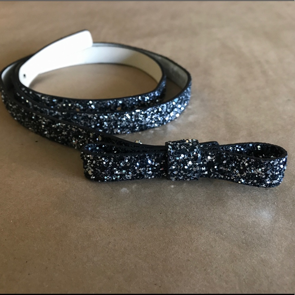 Kate Spade black and silver glitter skinny belt
