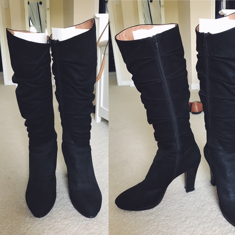 Black Velvet Heeled Boots