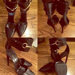 Gucci Ursula Leather Black Heels 38