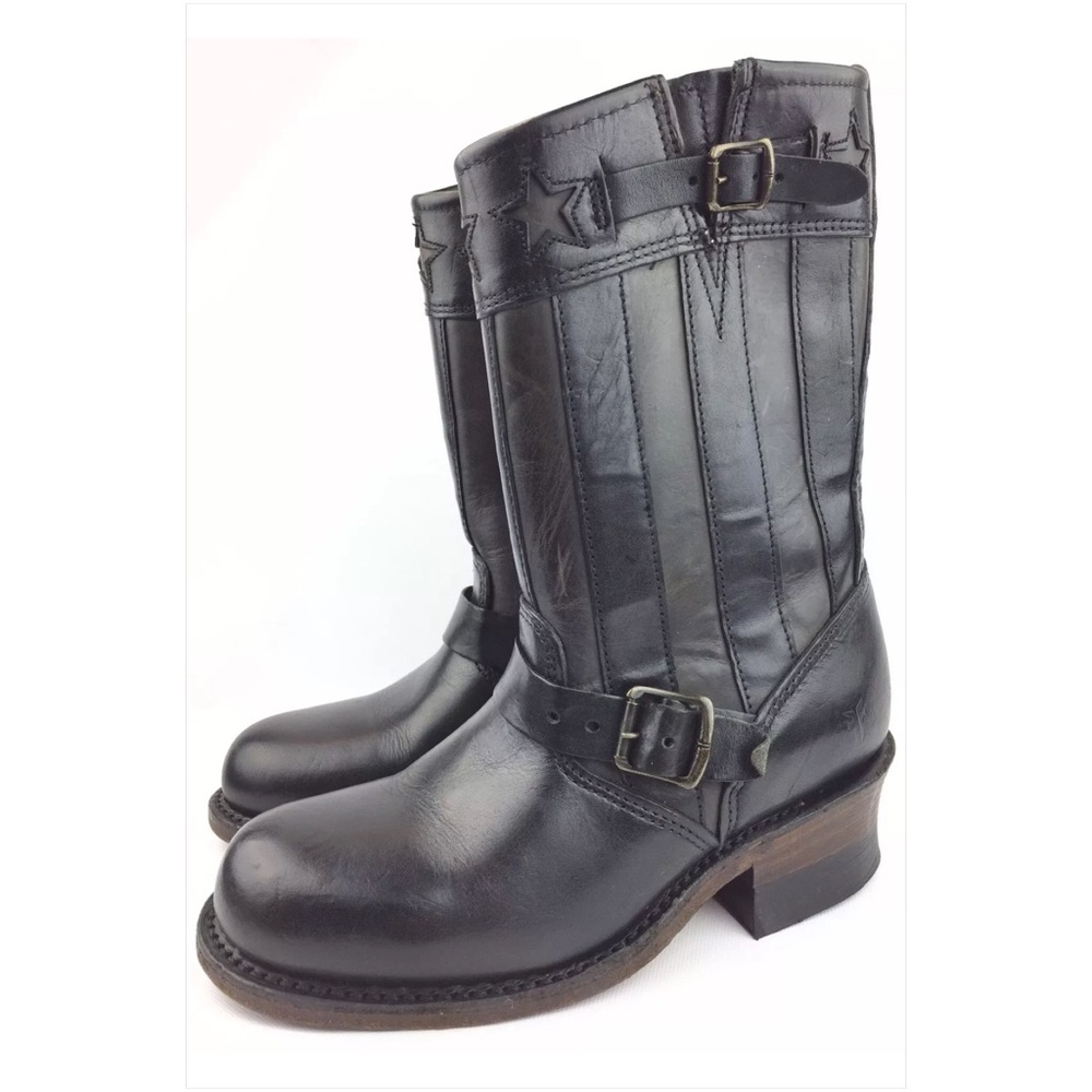 Frye Engineer Americana Black Short Boots