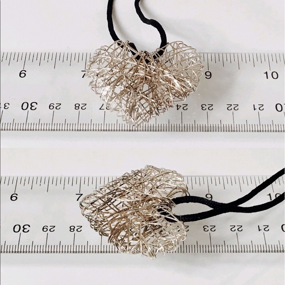 925 Sterling Silver Large Wire Art Heart Necklace - Picture 6 of 8