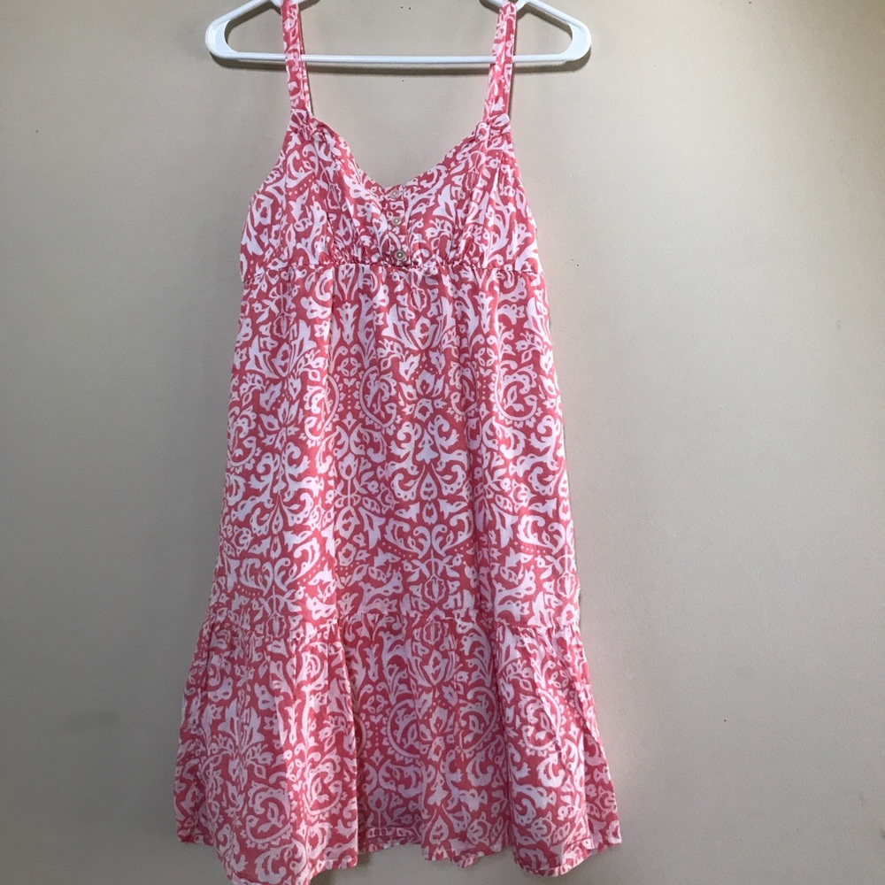 👗 Coral White Floral Old Navy Dress