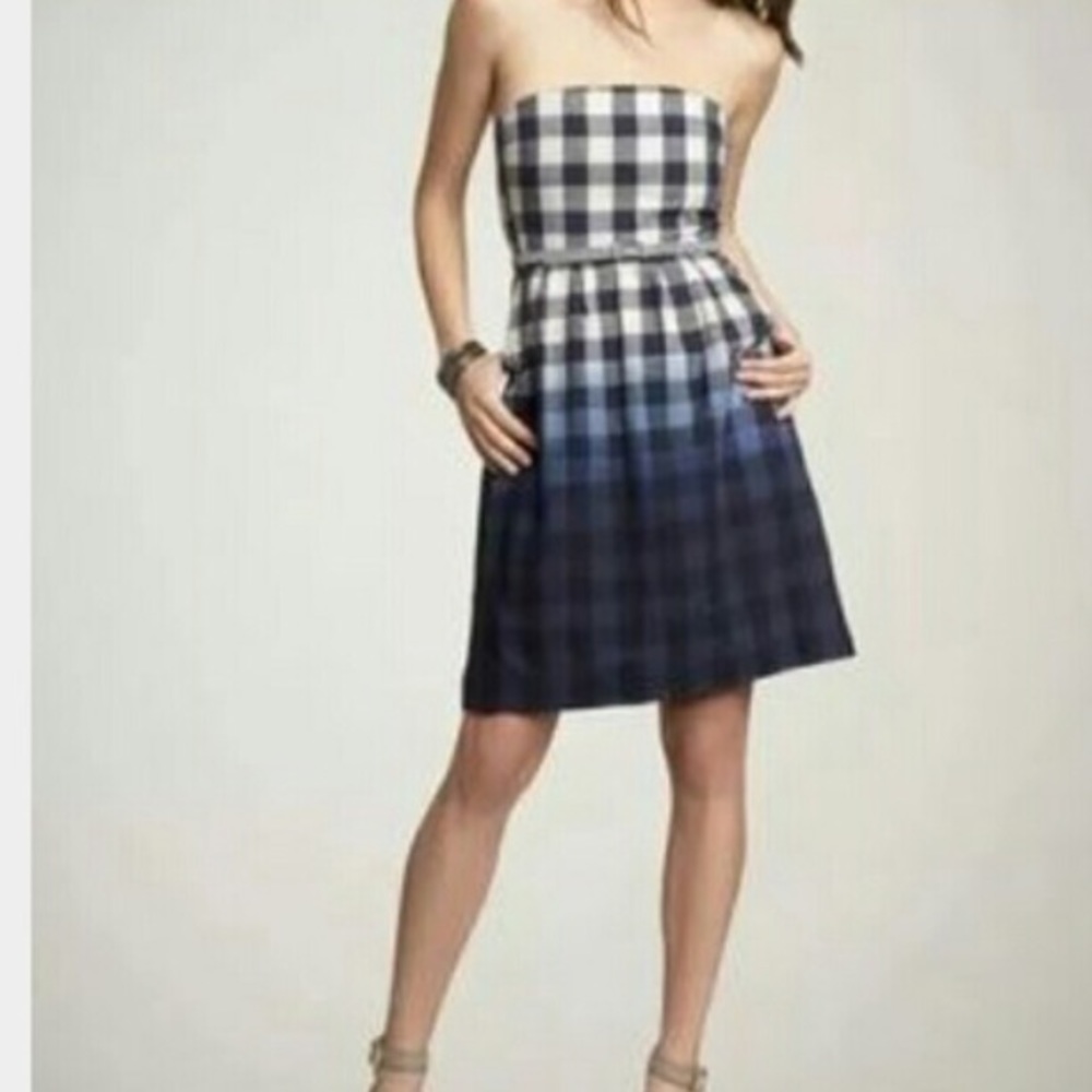 🆕{GAP} Strapless Ombré Check Plaid Dress 0