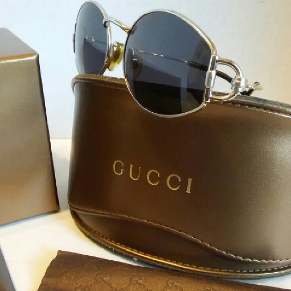 GUCCI "HORSEBIT PLATINUM" vintage Sunglasses 100% - Picture 1 of 4