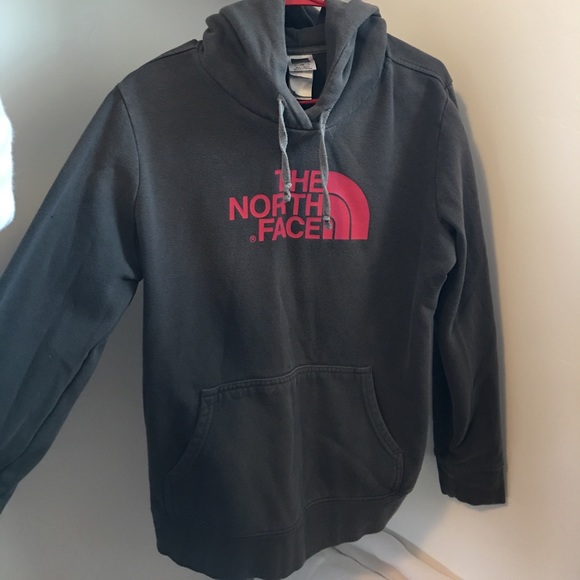 The North Face Tops Grey And Pink North Face Hoodie Womens Large Poshmark