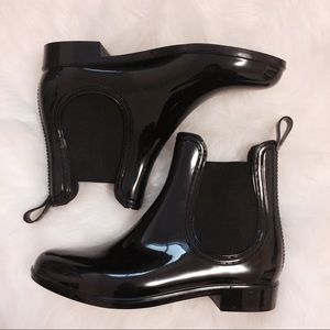 Black rain boots