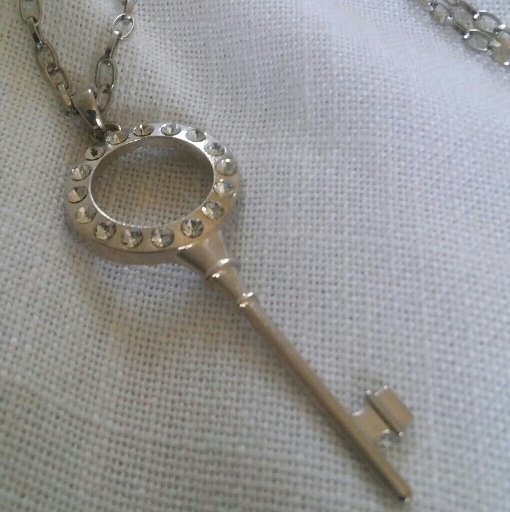 Hoop Key Necklace with Crystals