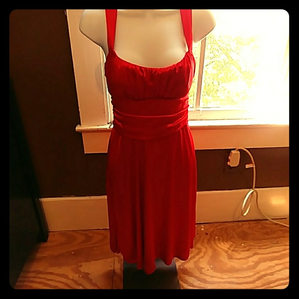 Red dress with strappy back