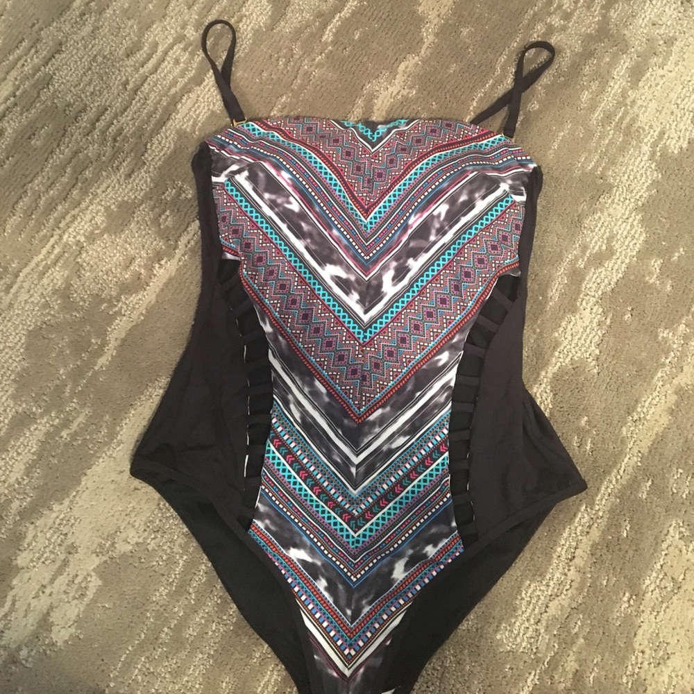 Aztec print monokini one piece swimsuit