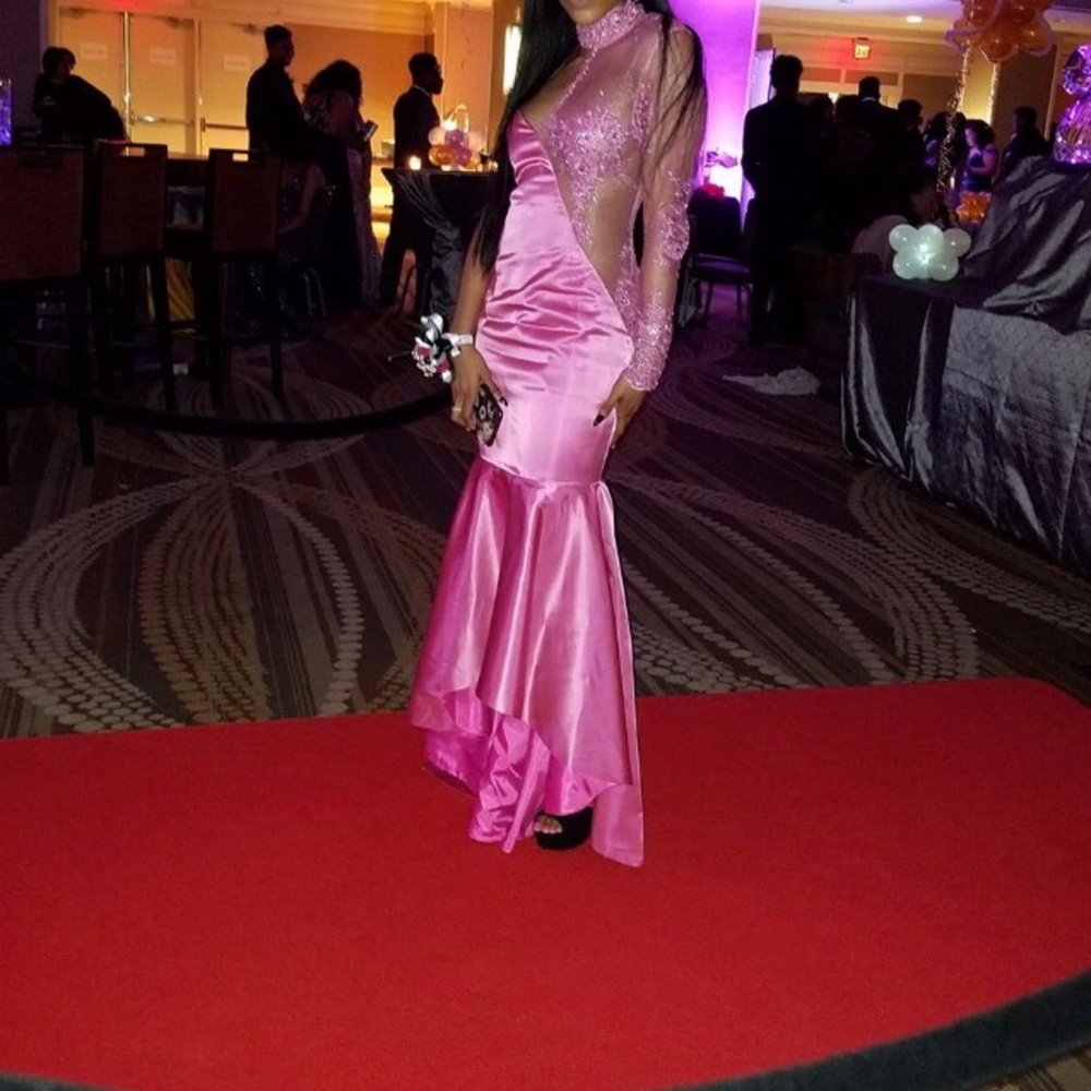 Mermaid high low pink dress