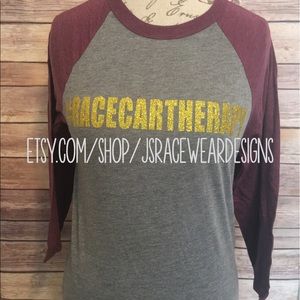 #RACECARTHERAPY Plum and Heather raglan NWOT