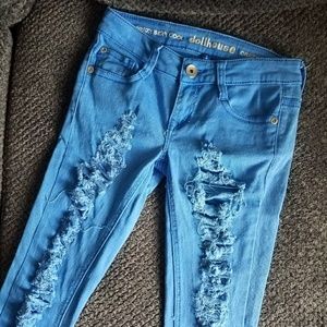 Dollhouse electric blue ripped jeans