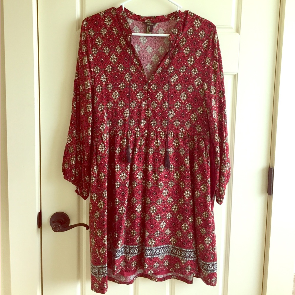 Red patterned dress
