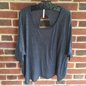 slouchy 3/4 length shirt with open back