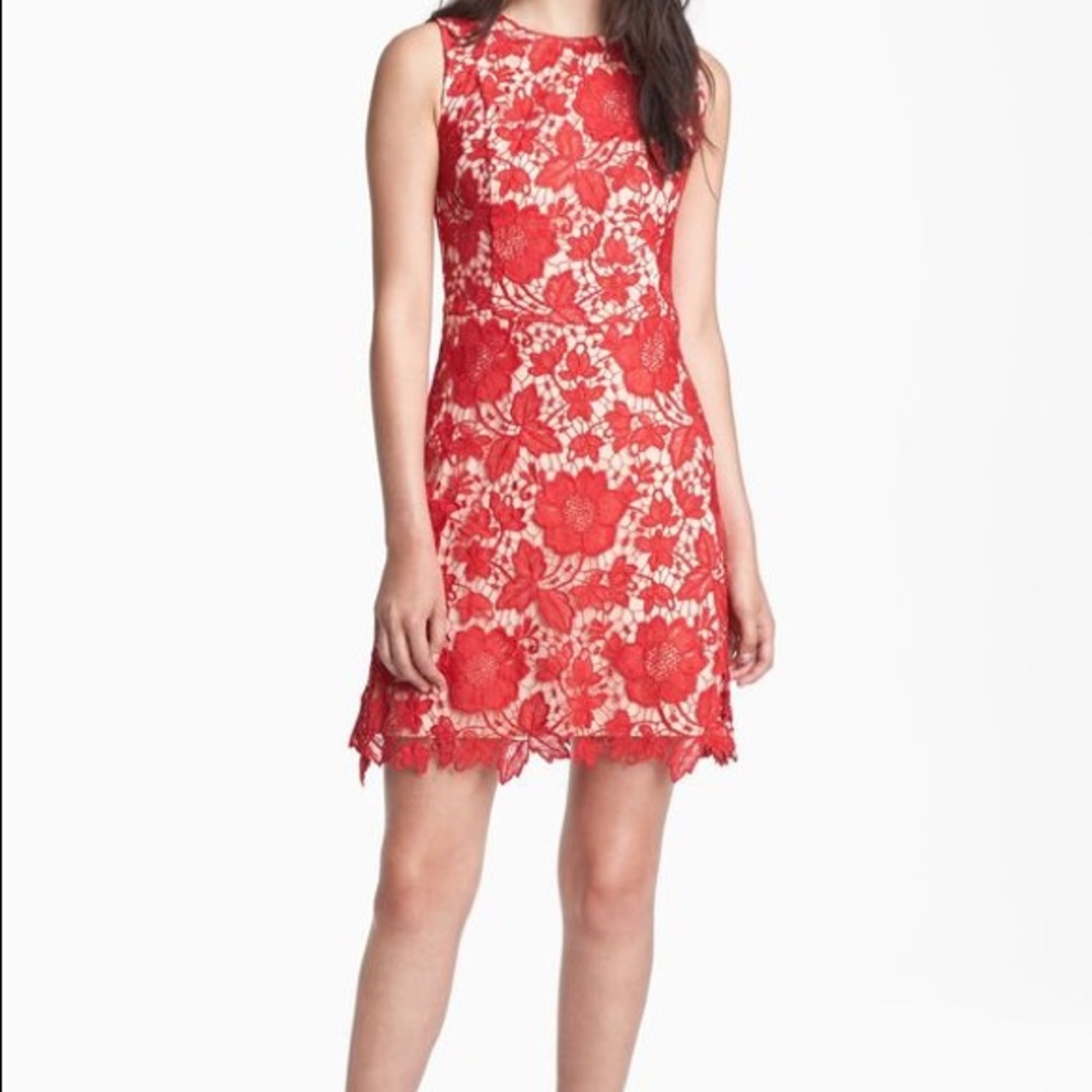 Red Floral Crochet Dress (JUNIOR SIZE)