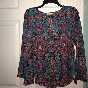 Long sleeve paisley blouse