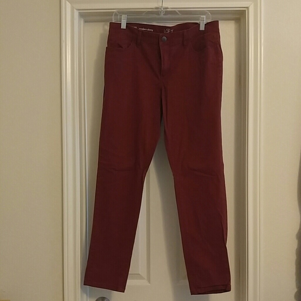 Loft modern skinny twill in wine sz 12