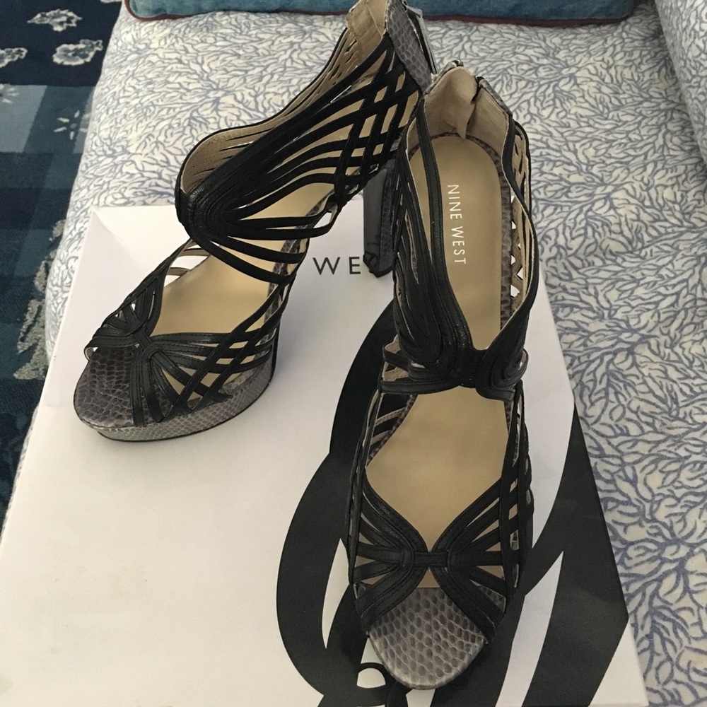 Grey and Blk Nine West heels