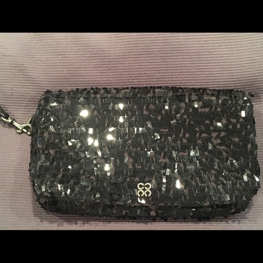 Coach black sequined wristlet