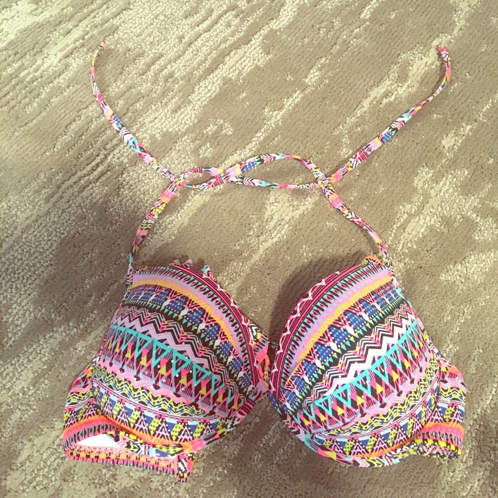 victoria's secret push up bikini top aztec print