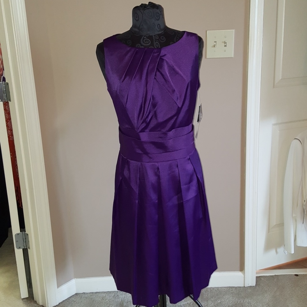 NWT. Purple satin cocktail dress