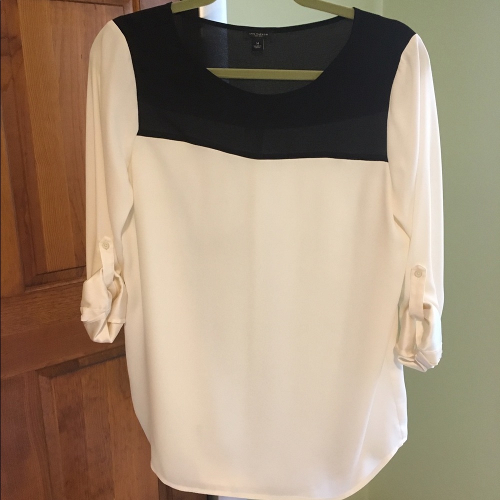 Anne Taylor - Black/Cream Contrasting Blouse