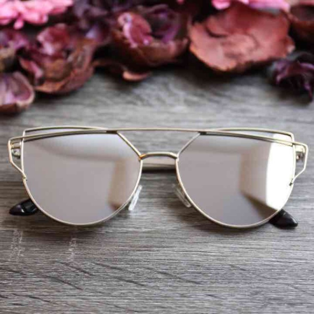 Mirrored cat eye sunglasses- slate