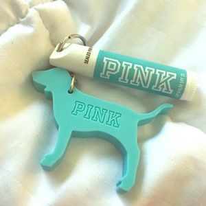 VS Pink lipbalm and keychain