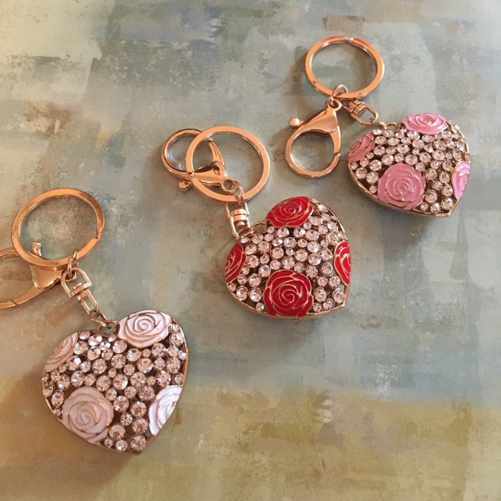 Purse charm/key chain enamel and rhinestone