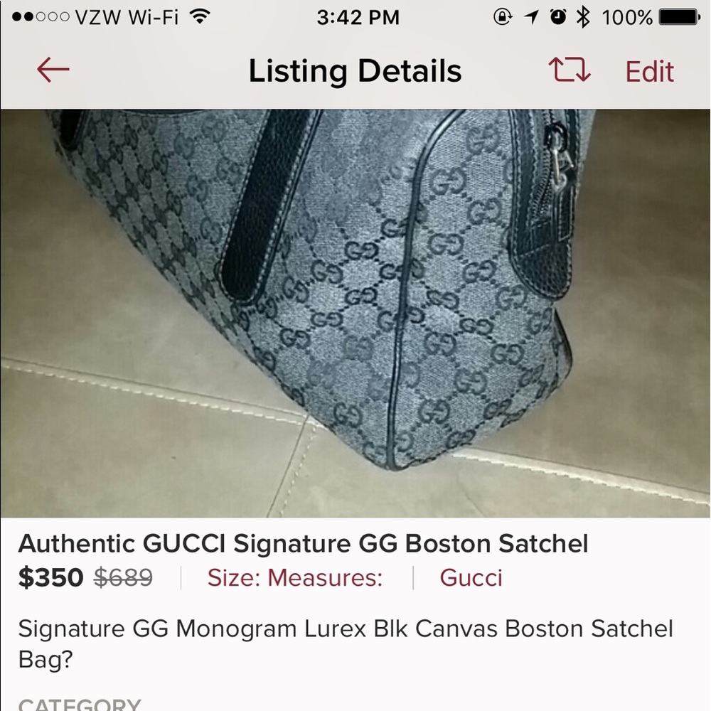 Authentic GUCCI Signature GG Boston Satchel