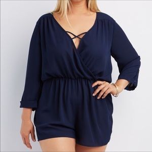 NWT Cross Front Surplice Romper