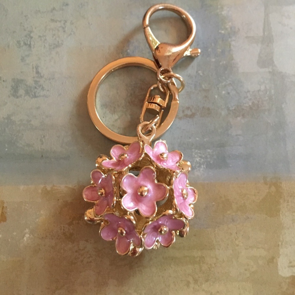 Purse charm/key ring enamel flowers