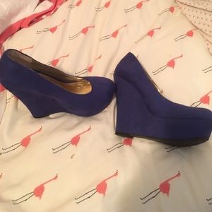 Royal blue wedges - size 7