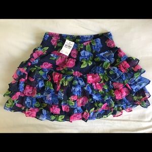 NWT Abercrombie Stacy XS blue floral Ruffle Skirt